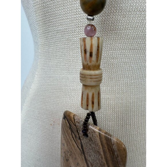 Picture Jasper Pendant Necklace With Unakite & Polychrome Jasper Beads Healing S - Picture 15 of 16